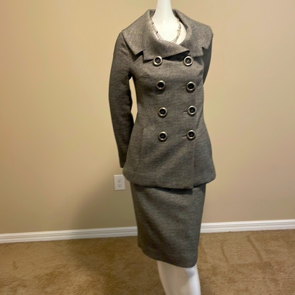 CHARLES CHANG LIMA and LORO PIANA HERRINGBONE CASHMERE & WOOL SUIT NWOT size 4